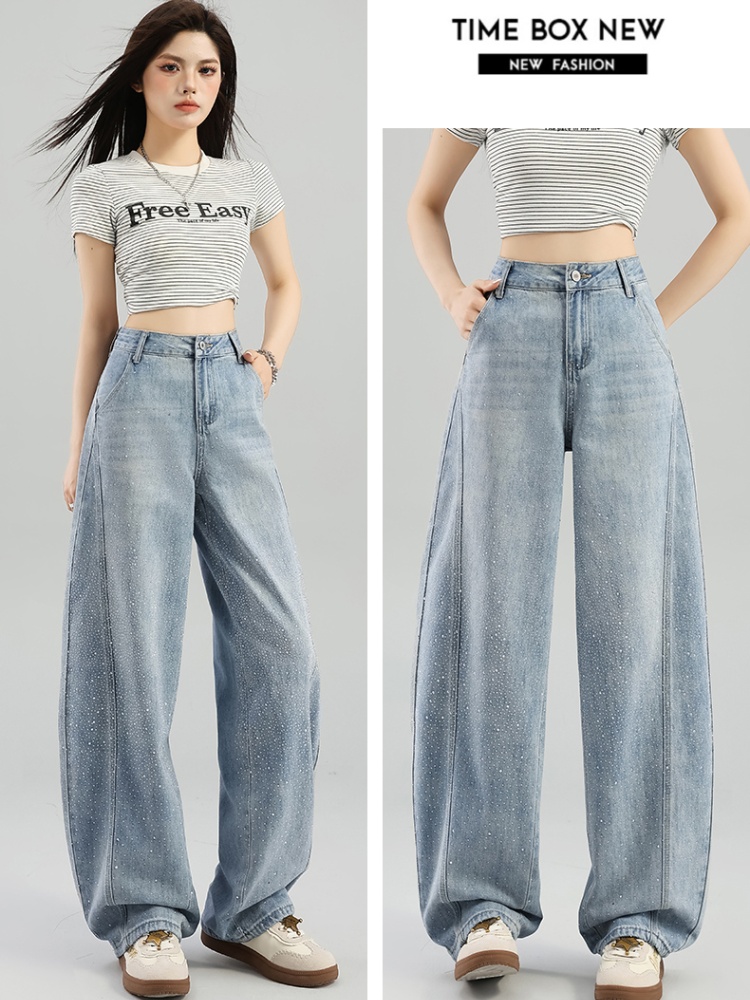 Niche wide leg jeans dazzle slim pants for women