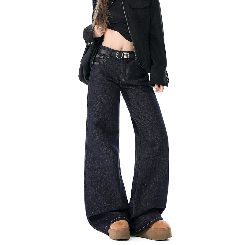 Loose low-waist pants spring micro speaker jeans for women