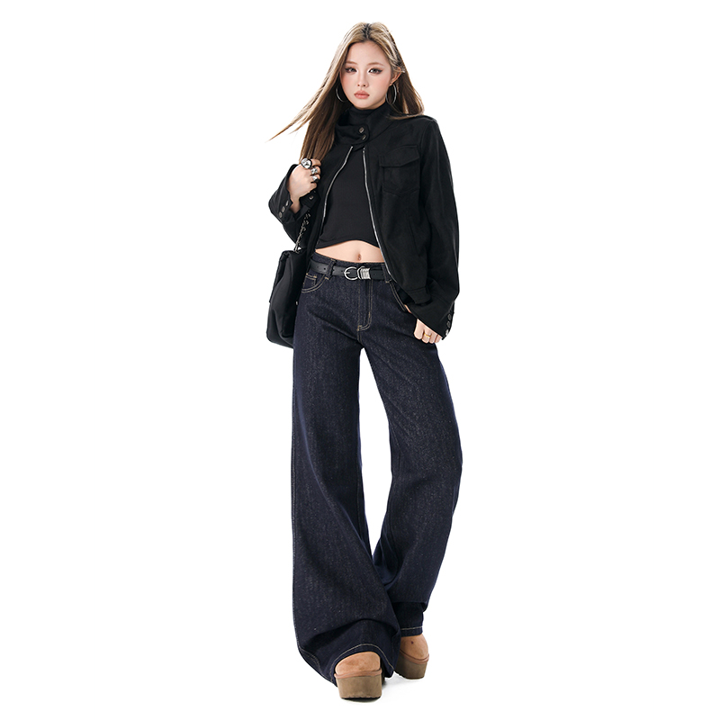 Loose low-waist pants spring micro speaker jeans for women