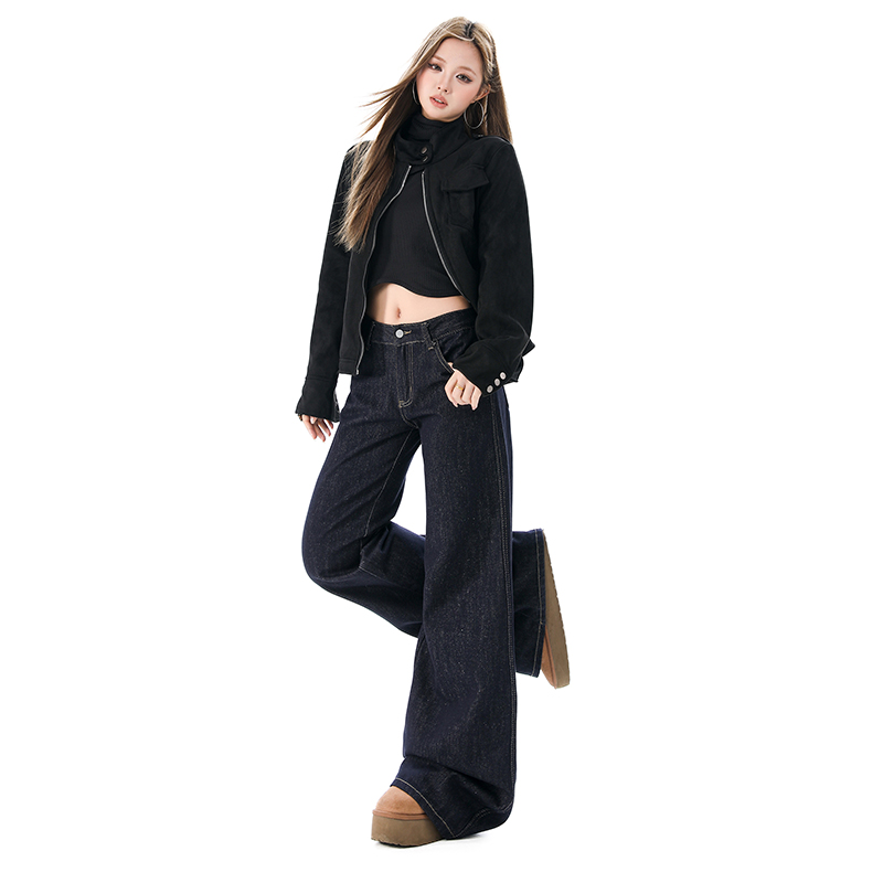 Loose low-waist pants spring micro speaker jeans for women