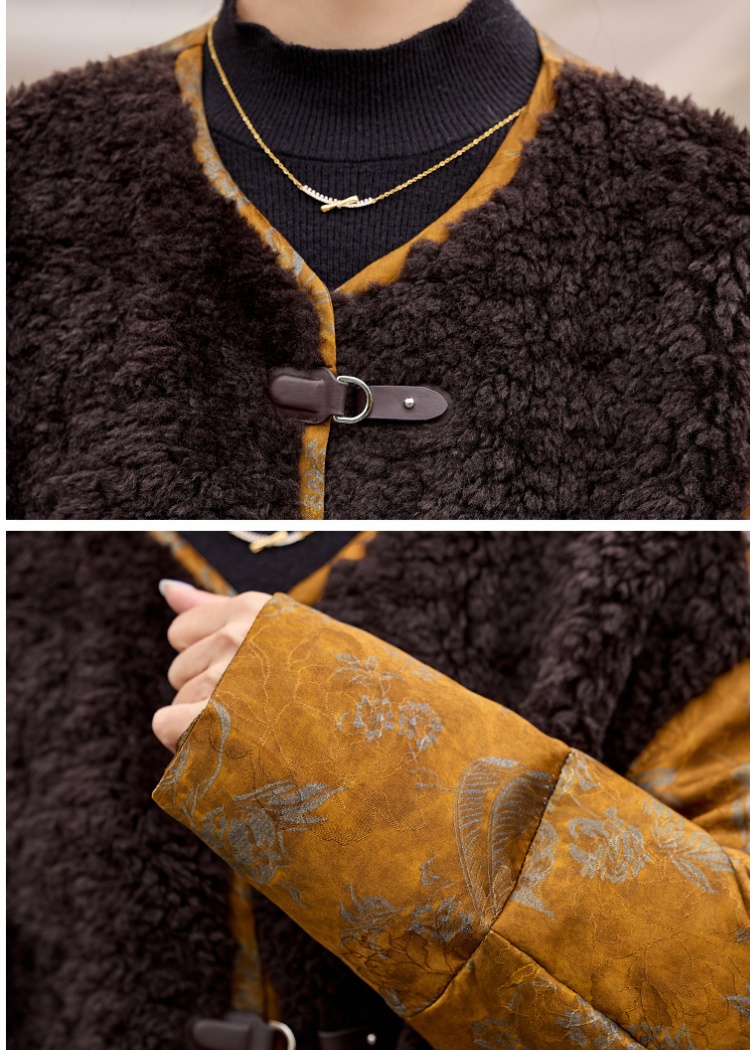 Duck down retro fashion jacquard thermal down coat