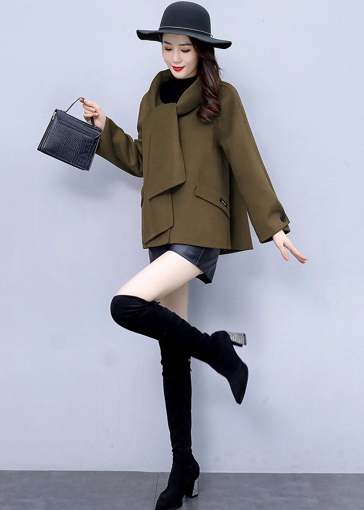 Fashion elegant simple winter cozy woolen coat