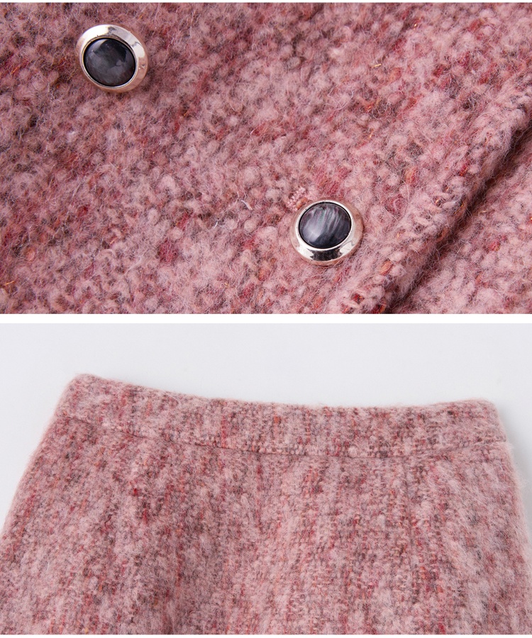 Fox fur chanelstyle long skirt pink winter coat a set