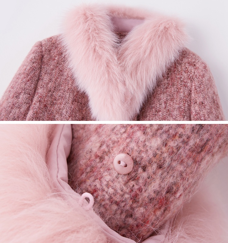 Winter down coat chanelstyle fox fur short skirt a set