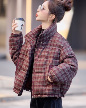 Duck down plaid winter short down coat for women