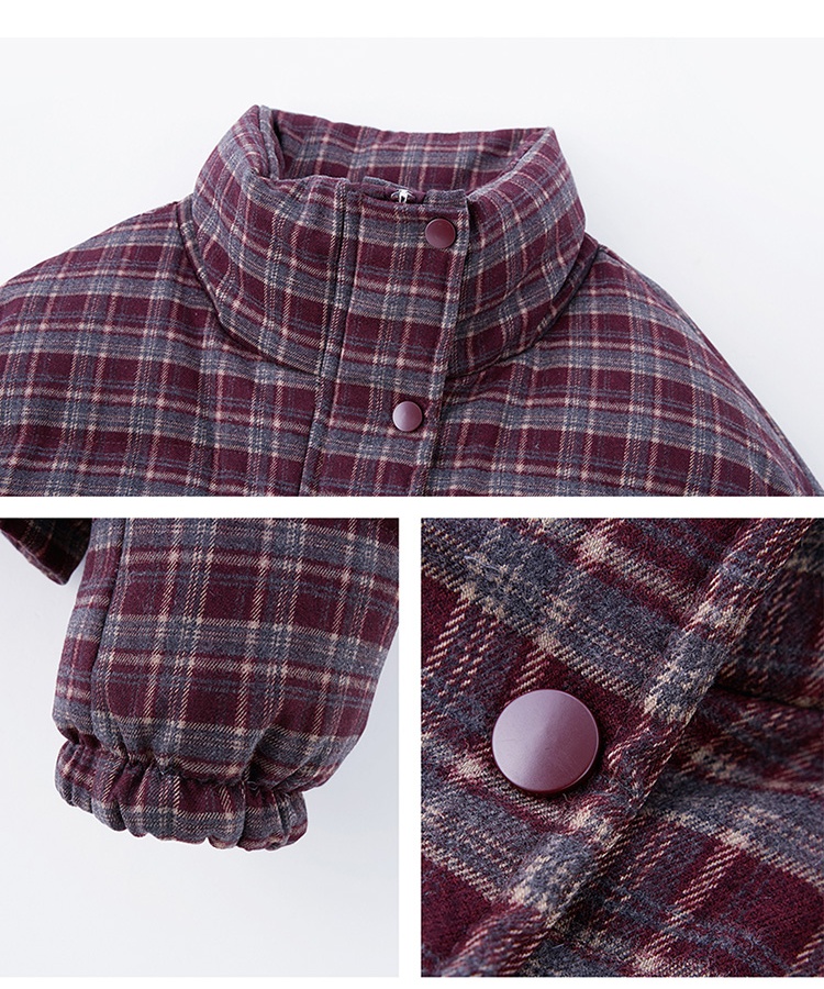Duck down plaid winter short down coat for women
