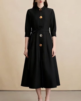 Big skirt slim cstand collar single-breasted dress