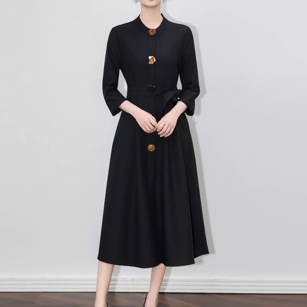 Big skirt slim cstand collar single-breasted dress