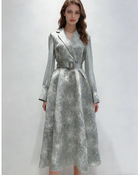 Elegant court style dress big skirt slim long dress