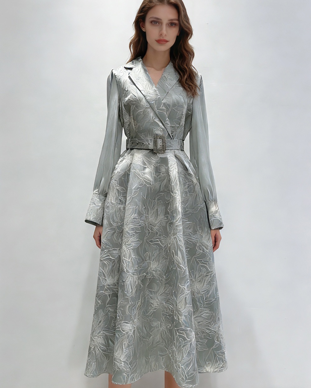 Elegant court style dress big skirt slim long dress