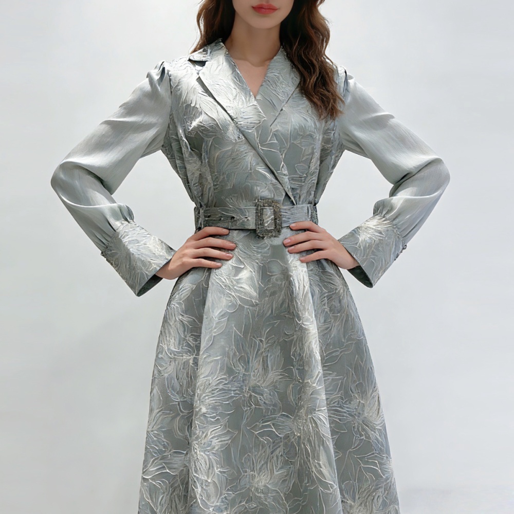 Elegant court style dress big skirt slim long dress