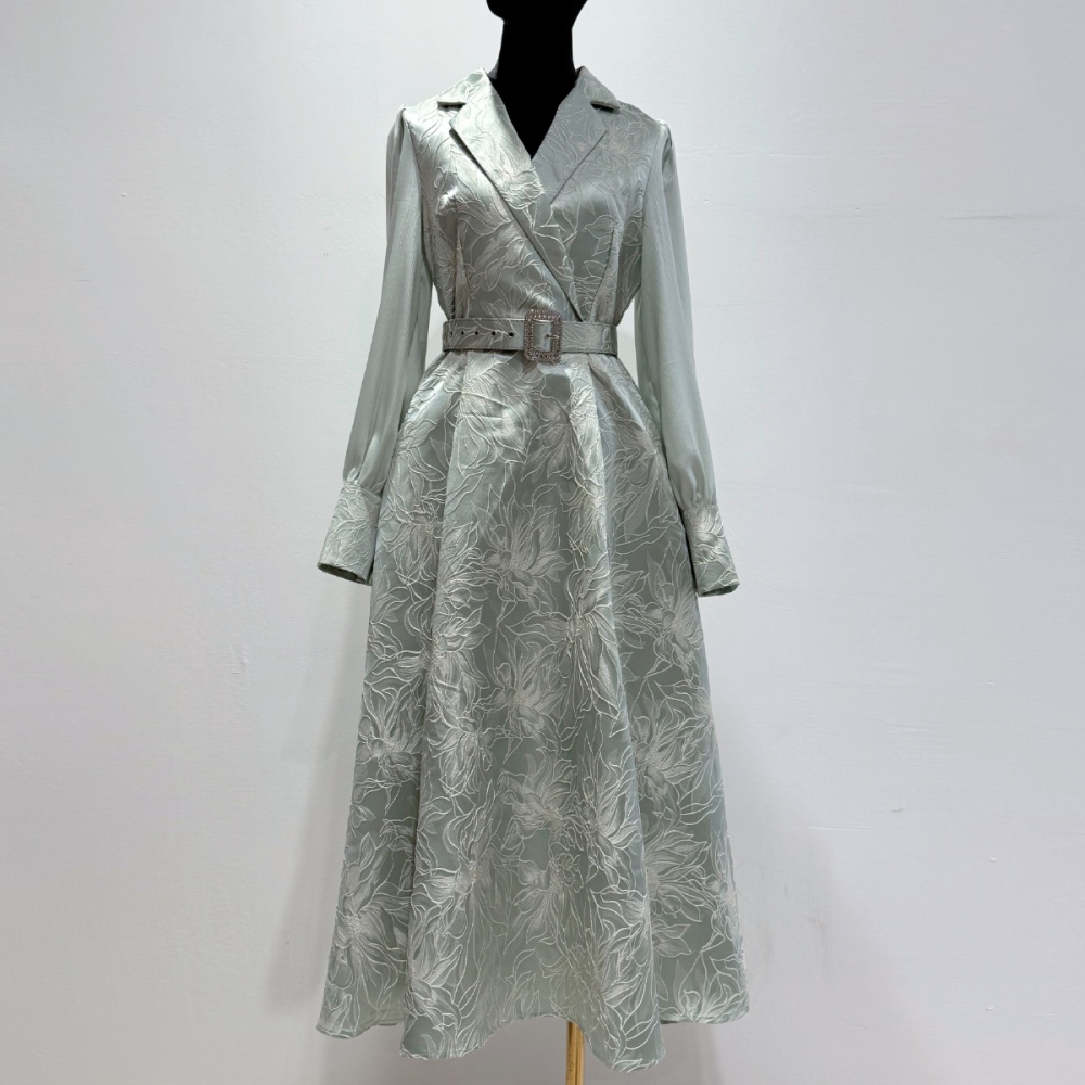 Elegant court style dress big skirt slim long dress