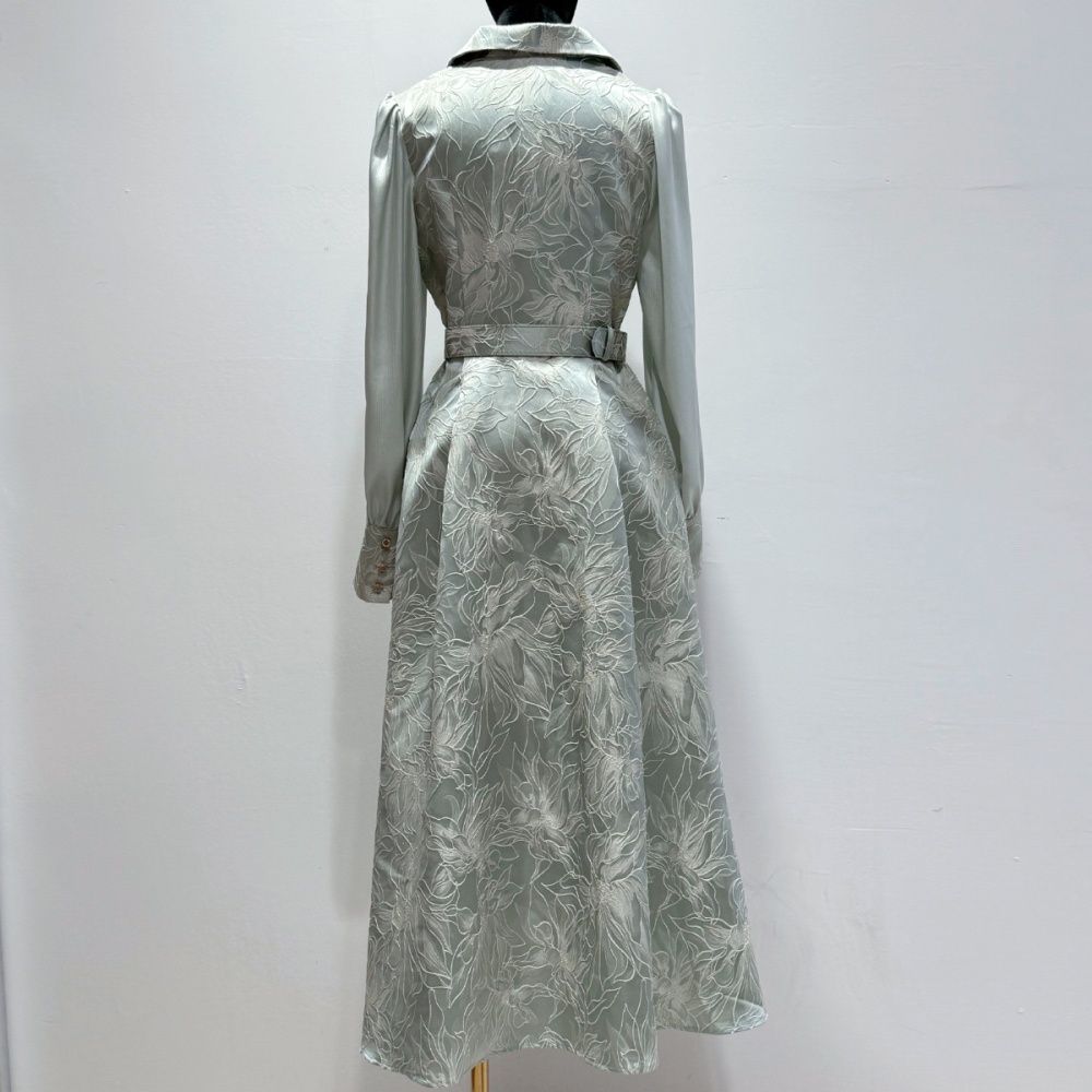 Elegant court style dress big skirt slim long dress