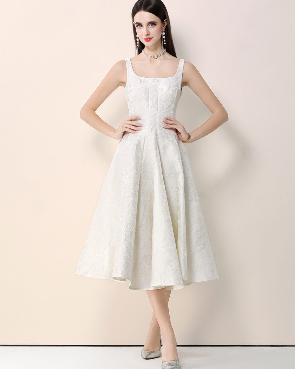 Slim elegant retro dress big skirt jacquard formal dress
