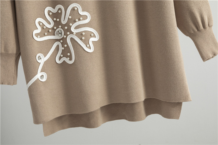 Long wide leg pants sweater 2pcs set for women