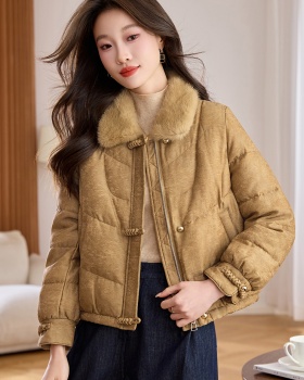 Down winter short splice down coat