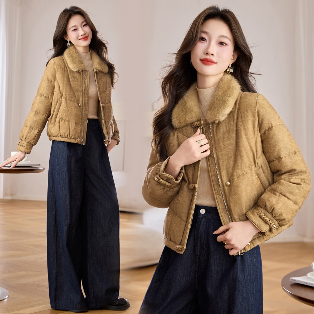 Down winter short splice down coat