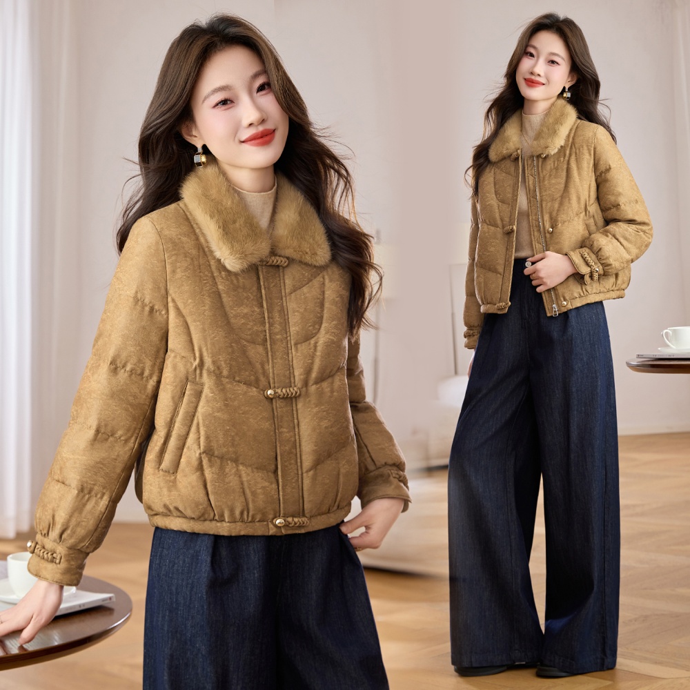 Down winter short splice down coat