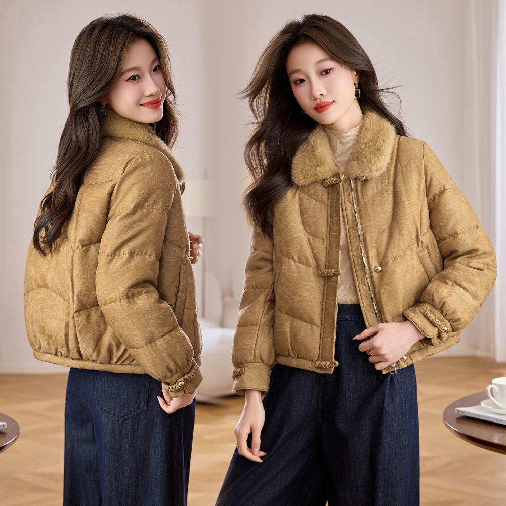 Down winter short splice down coat