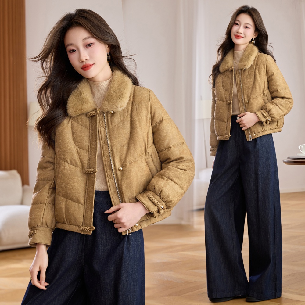 Down winter short splice down coat