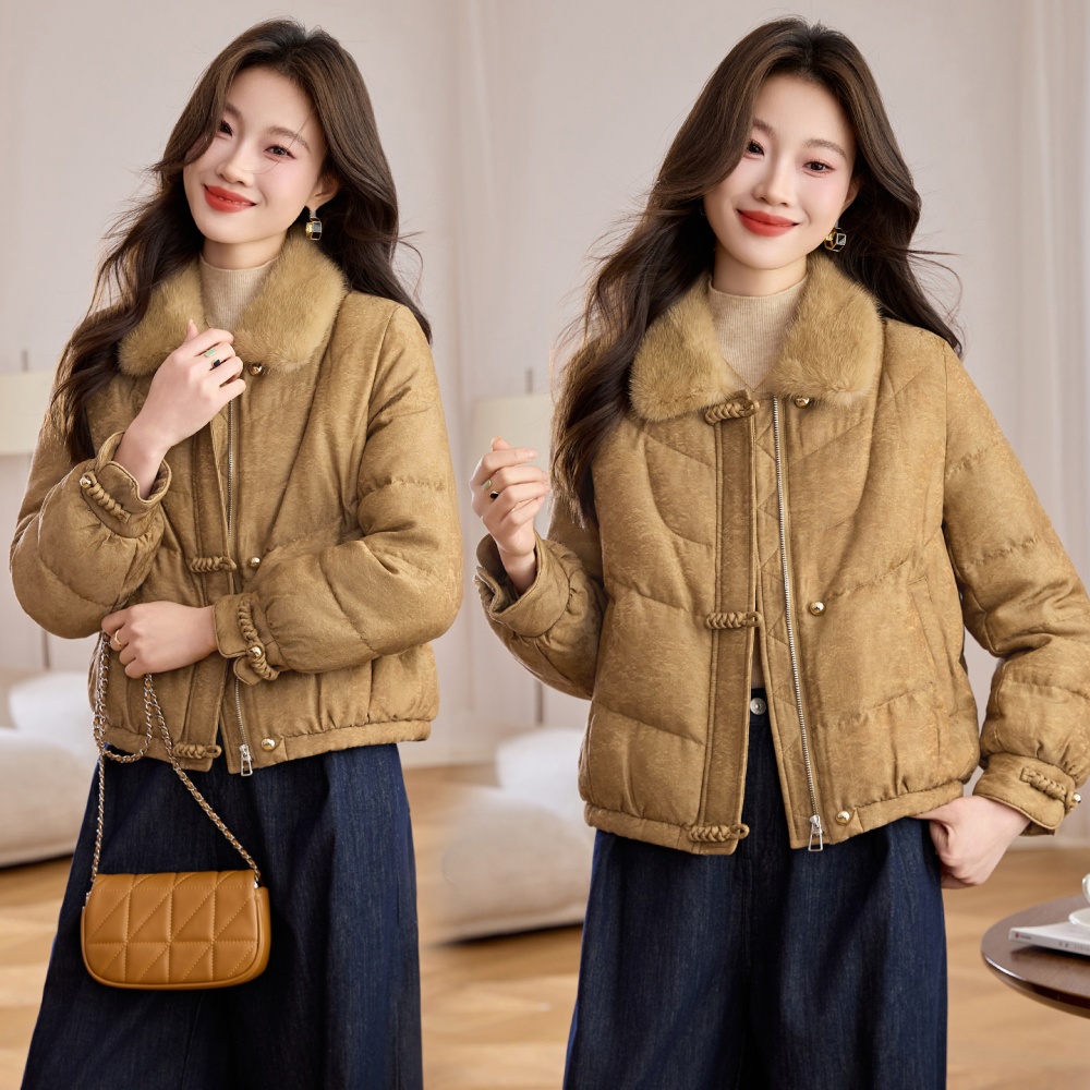 Down winter short splice down coat