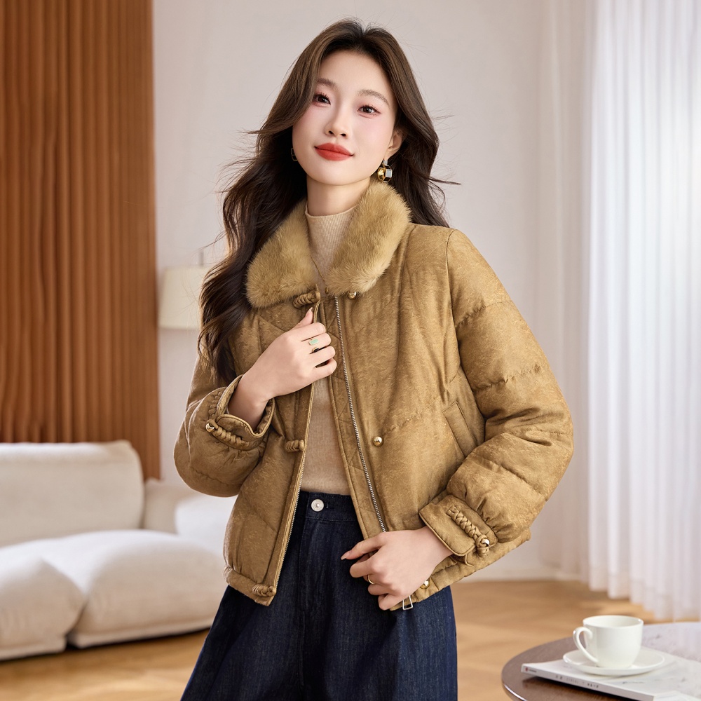 Down winter short splice down coat