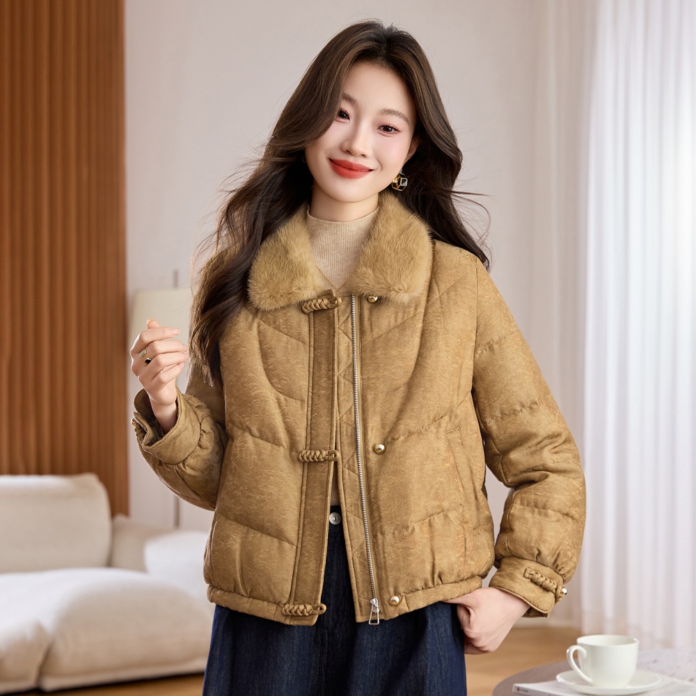 Down winter short splice down coat