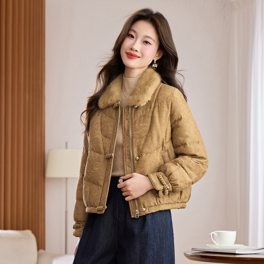 Down winter short splice down coat