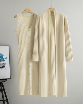 Knitted cardigan temperament sweater 2pcs set for women