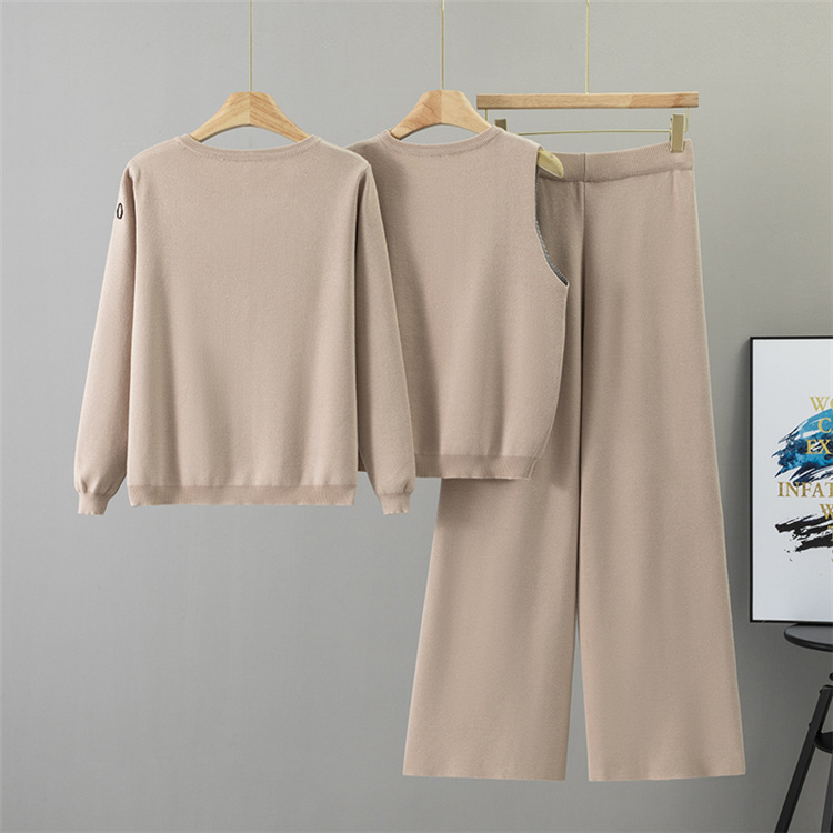 Temperament sweater Casual vest 3pcs set for women