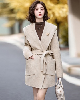 Irregular autumn and winter coat wool overcoat for women