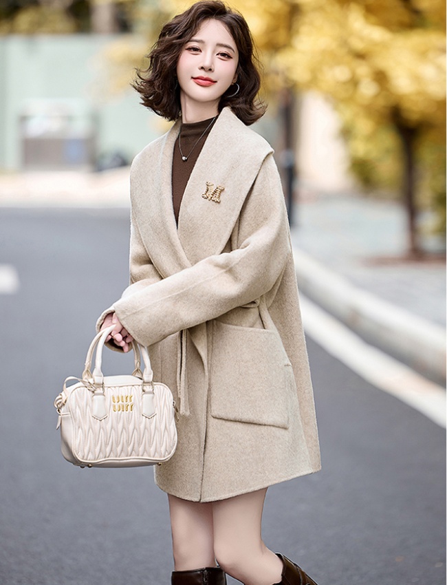 Irregular autumn and winter coat wool overcoat for women