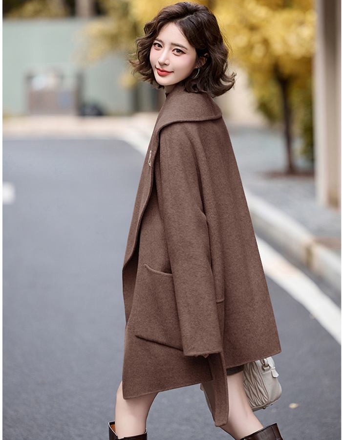 Irregular autumn and winter coat wool overcoat for women
