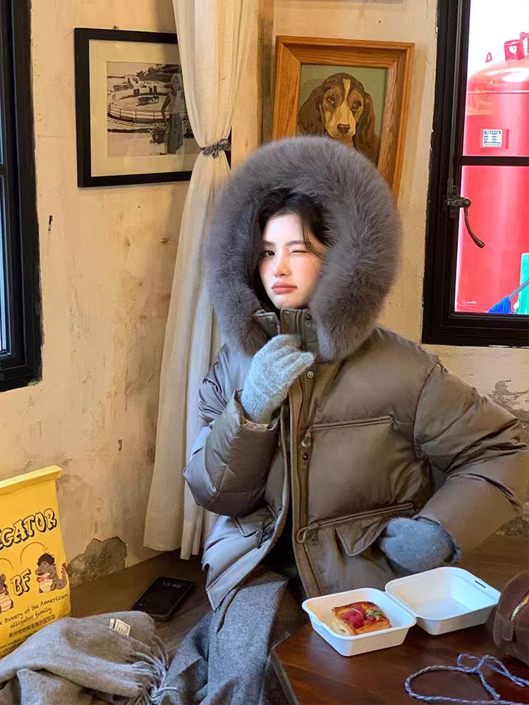 Fashion thick coat short cotton coat for women