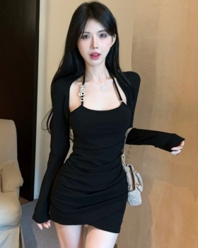 Halter package hip T-back slim dress for women