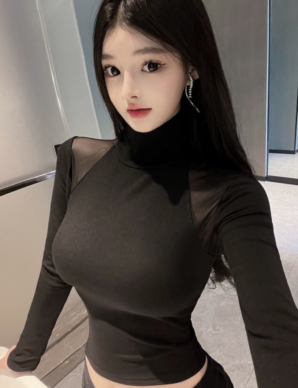 Strapless bottoming shirt long sleeve T-shirt for women