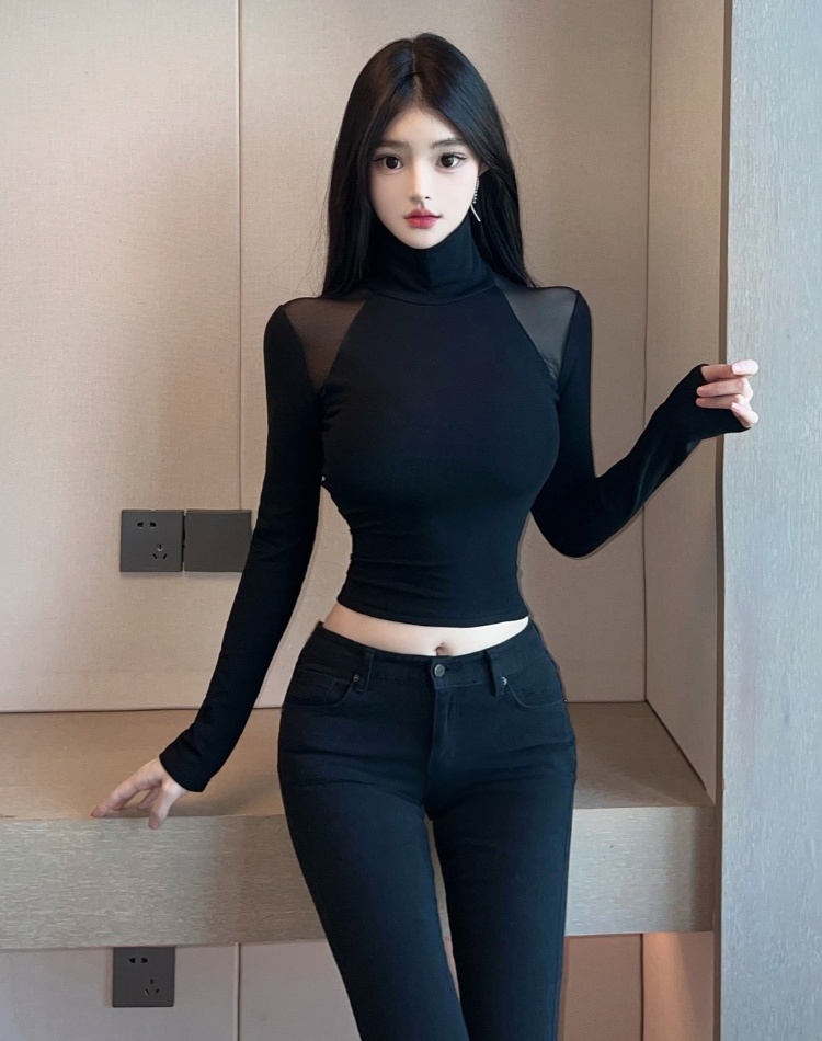 Strapless bottoming shirt long sleeve T-shirt for women