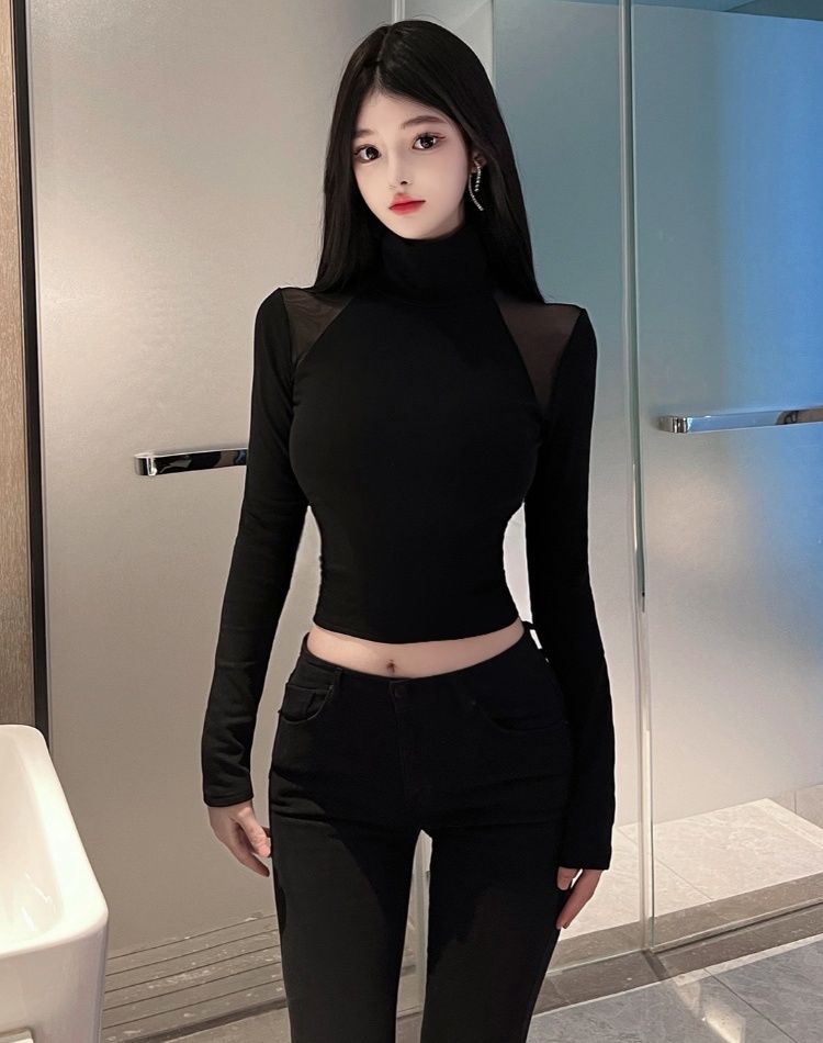Strapless bottoming shirt long sleeve T-shirt for women