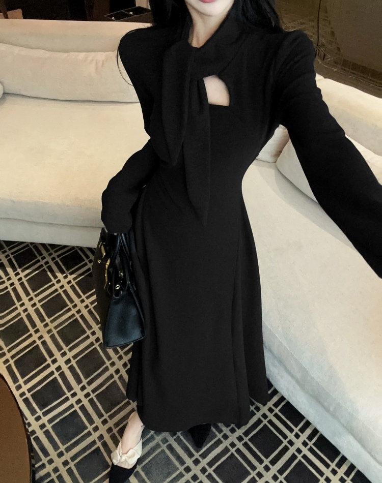 Streamer all-match dress halter slim long dress for women