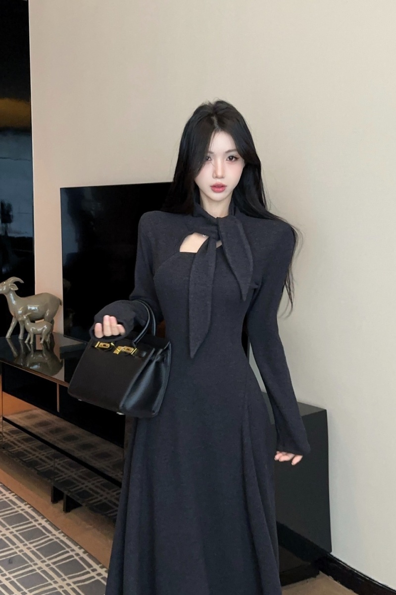 Streamer all-match dress halter slim long dress for women