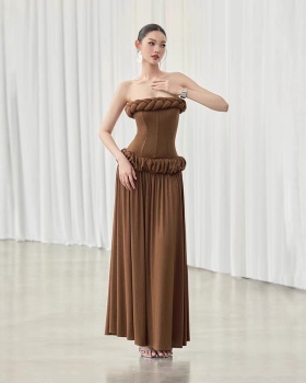 Wrapped chest slim long dress temperament niche dress