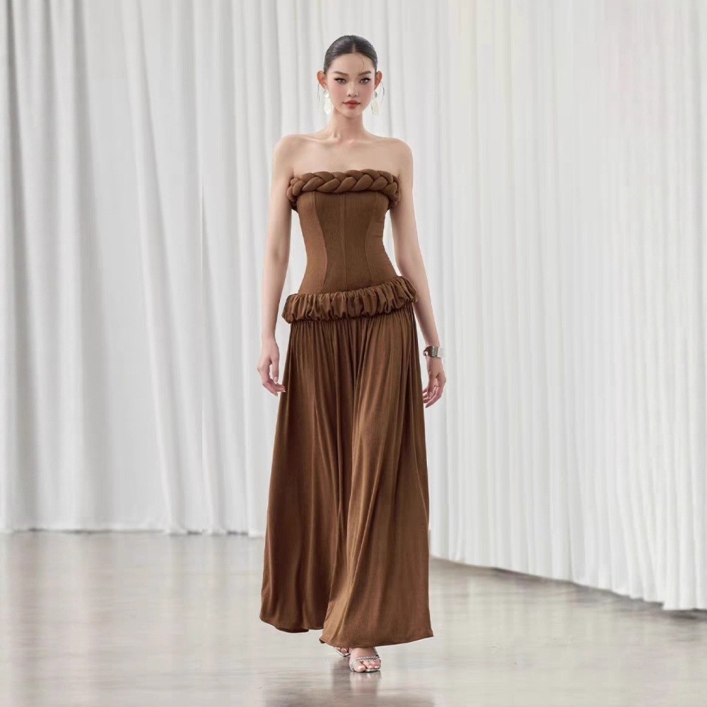 Wrapped chest slim long dress temperament niche dress