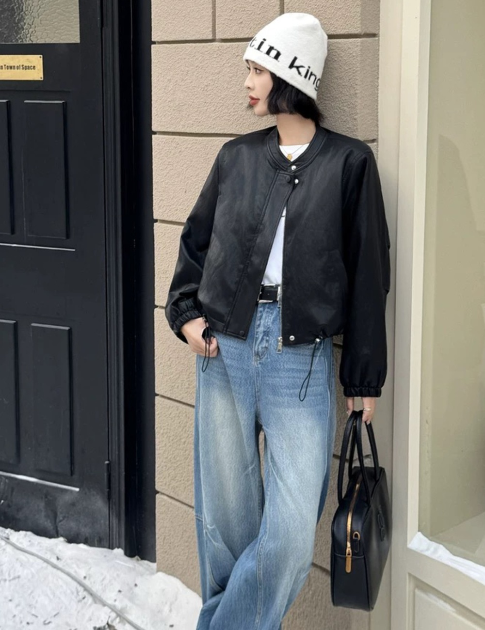 Temperament white wallet Casual retro coat for women