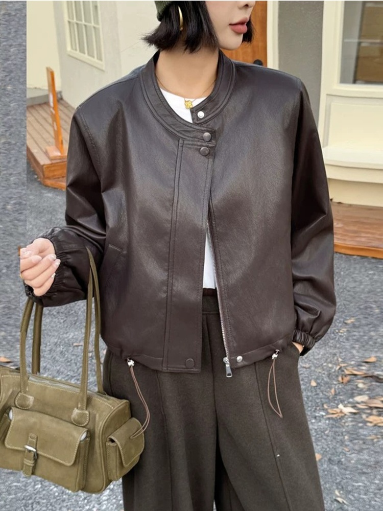 Temperament white wallet Casual retro coat for women