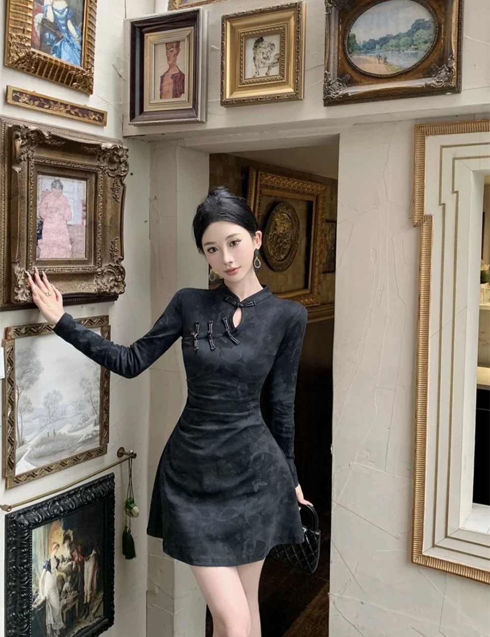 Fold temperament dress slim cheongsam for women