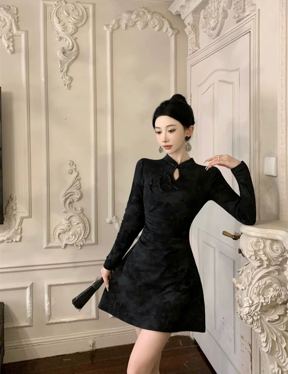 Fold temperament dress slim cheongsam for women