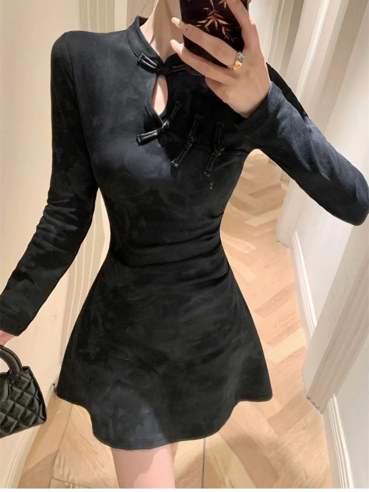 Fold temperament dress slim cheongsam for women
