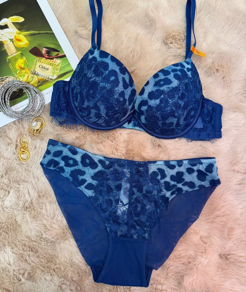 Mixed colors printing Bra lace leopard sexy Lingerie a set