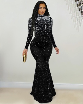 High collar fashion European style dress for women