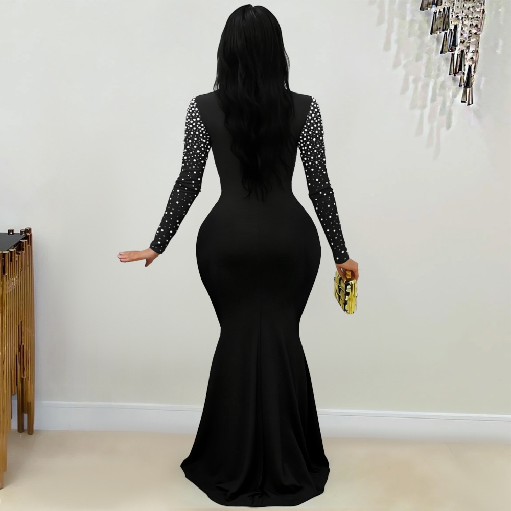 High collar fashion European style dress for women